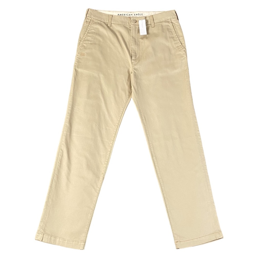 American Eagle Chino Pants Mens 34 x 31 Khaki Tan Beige Slim Fit Workwear NEW
